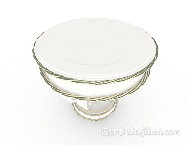 欧式风格欧式白色圆形茶几3d模型下载
