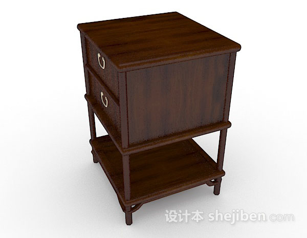 免费木质床头柜3d模型下载
