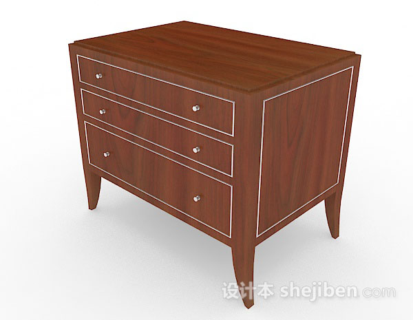 现代风格木质棕色床头柜3d模型下载