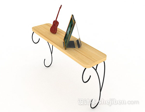 现代风格木质黄色书桌3d模型下载