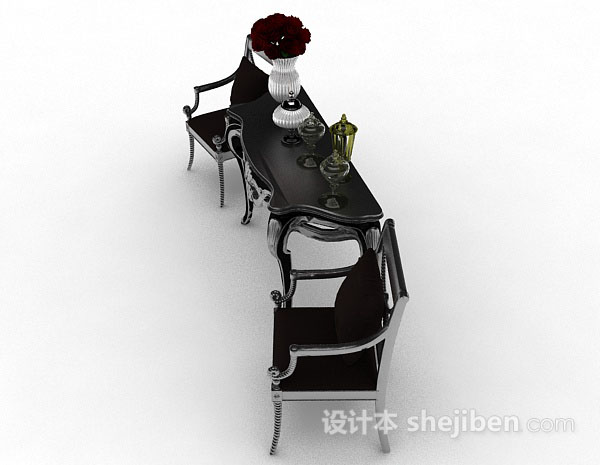 设计本欧式灰色家居椅子3d模型下载