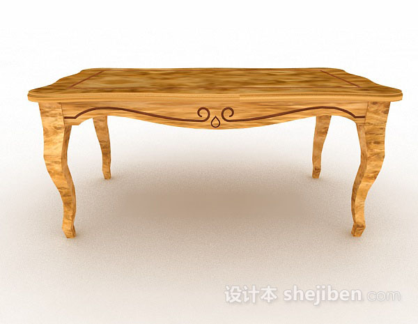 现代风格黄色木质餐桌3d模型下载