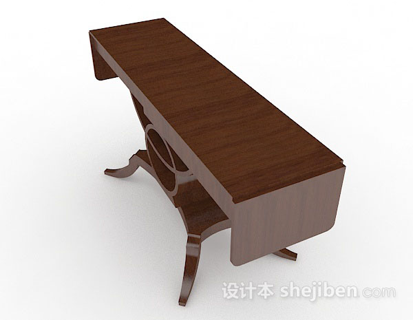设计本木质长方形书桌3d模型下载