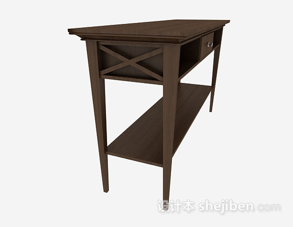 设计本深棕色木质书桌3d模型下载