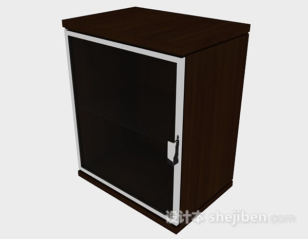 现代风格棕色木质储物柜3d模型下载