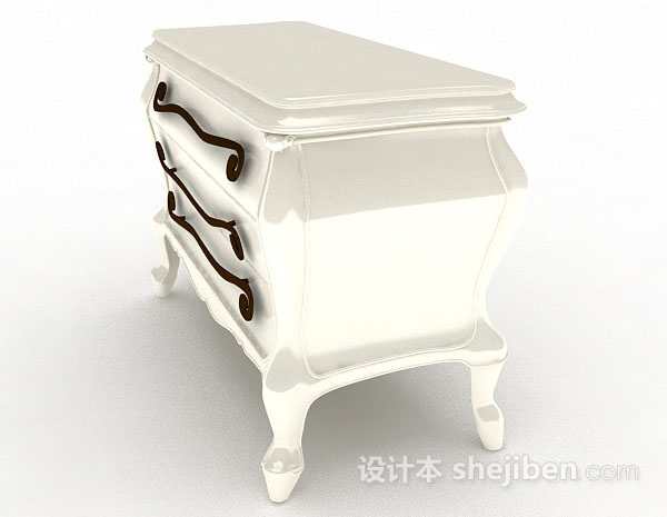 免费欧式白色木质厅柜3d模型下载