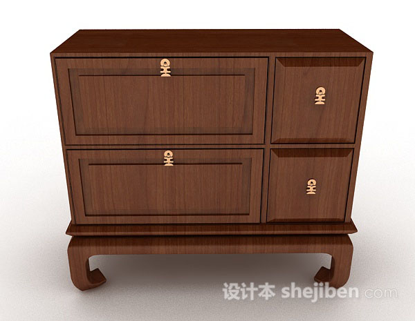 现代风格复古木质棕色厅柜3d模型下载