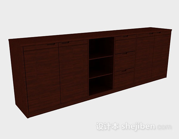 简约棕色木质电视柜3d模型下载