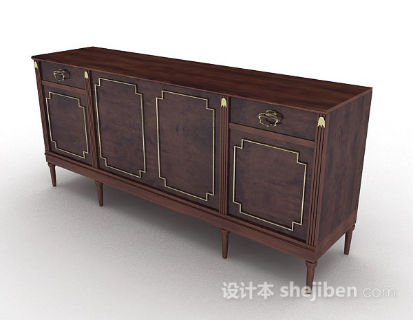 中式风格中式木质深棕色厅柜3d模型下载