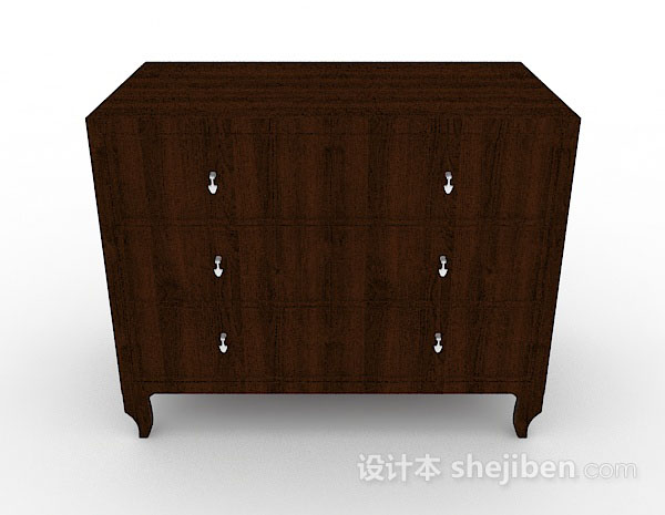 现代风格深棕色木质玄关柜3d模型下载