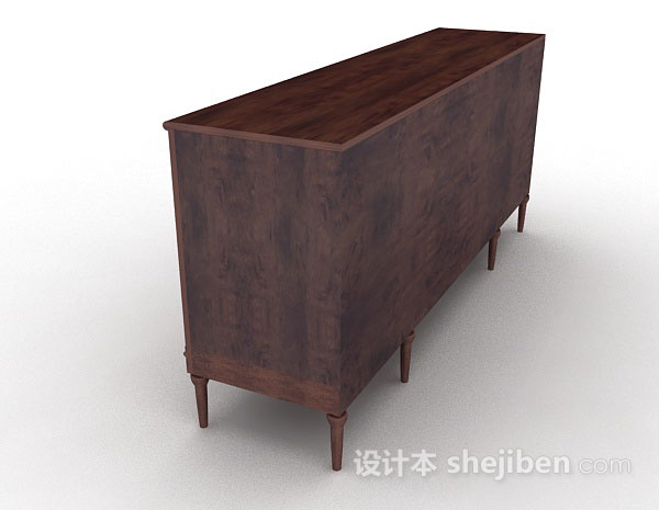 设计本中式木质深棕色厅柜3d模型下载