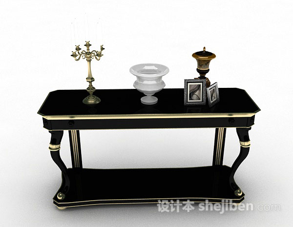 现代风格黑色木质装饰摆设桌3d模型下载
