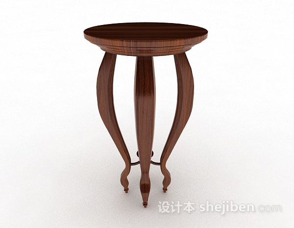 免费木质棕色圆形餐桌3d模型下载