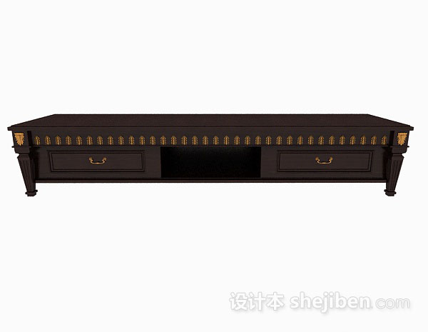 中式风格中式木质棕色电视柜3d模型下载