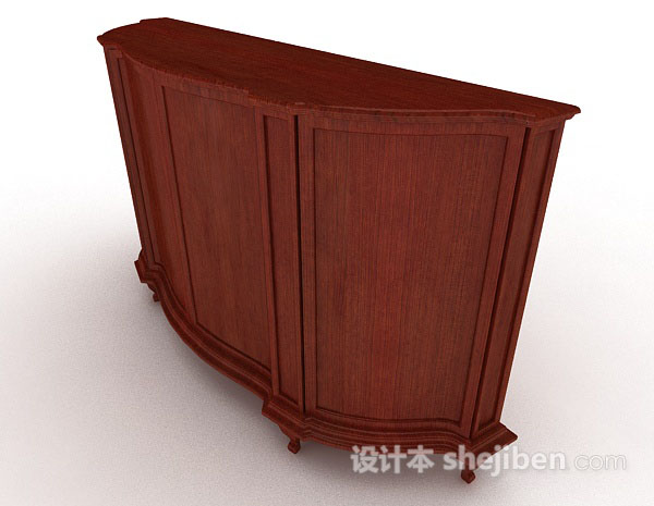免费棕色木质厅柜3d模型下载