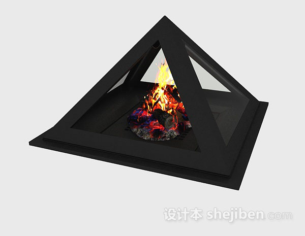 免费黑色简约壁炉3d模型下载