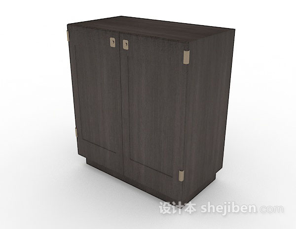 中式风格中式木质棕色衣柜3d模型下载