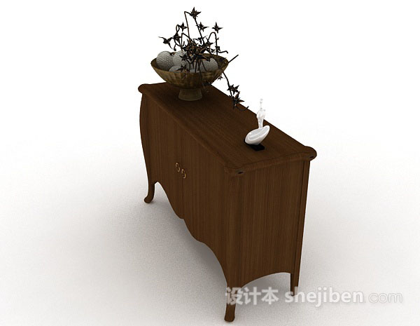 设计本简约木质棕色厅柜3d模型下载