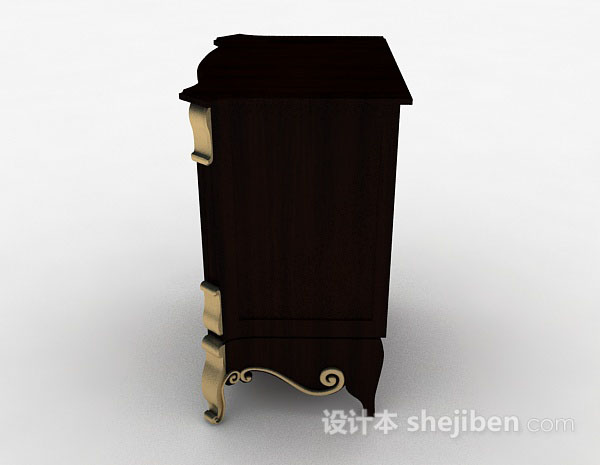 设计本欧式棕色床头柜3d模型下载