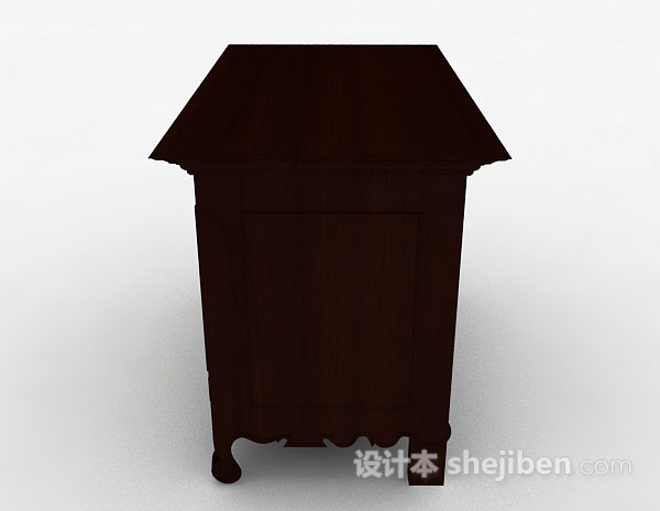 设计本欧式复古木质厅柜3d模型下载