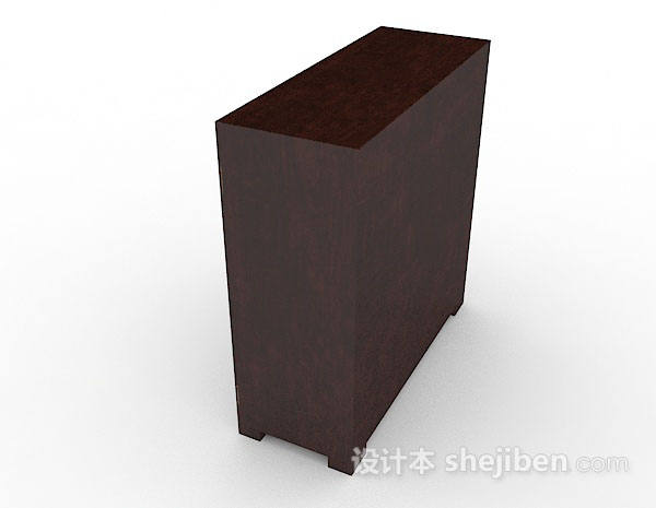 设计本中式木质棕色衣柜3d模型下载
