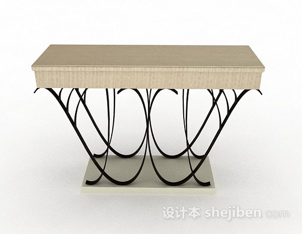 现代风格米黄色木质书桌3d模型下载