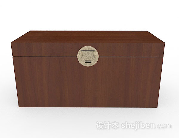 中式风格中式棕色木质衣箱子3d模型下载