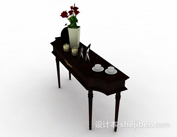 设计本棕色装饰桌子3d模型下载