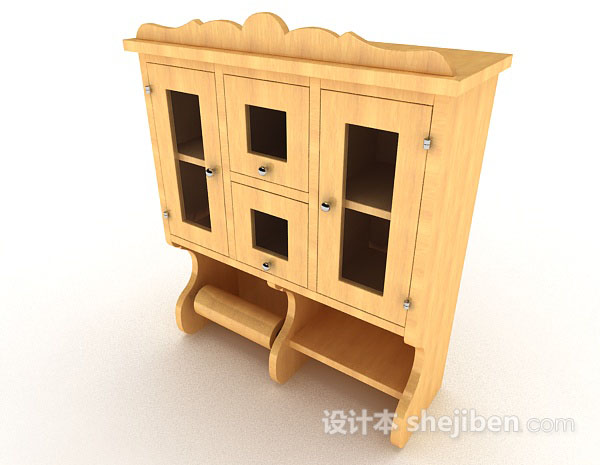 现代风格黄色木质展示柜3d模型下载
