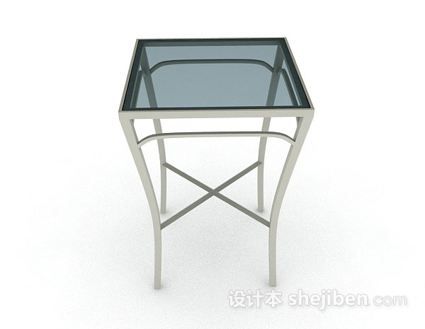 设计本蓝色方形玻璃餐桌3d模型下载