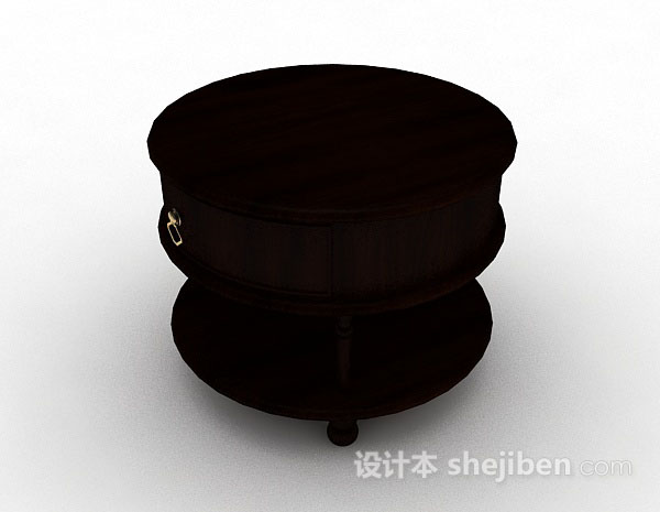 现代风格圆形木质床头柜3d模型下载