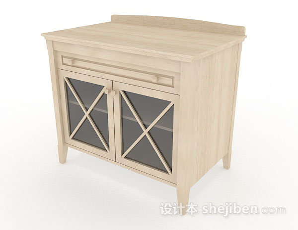 现代风格浅棕色木质厅柜3d模型下载