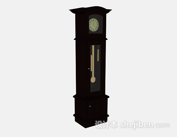 现代风格棕色复古座钟3d模型下载