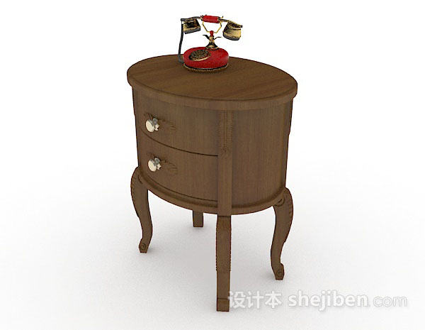 现代风格木质棕色小茶几3d模型下载