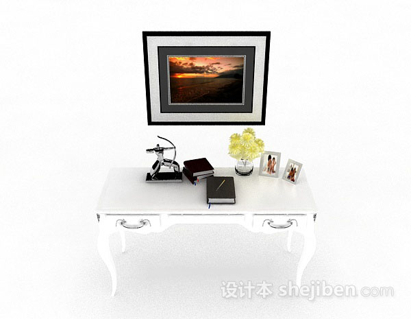 欧式风格欧式白色书桌3d模型下载