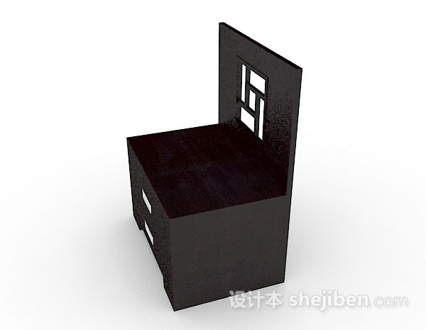 免费深棕色木质床头柜3d模型下载