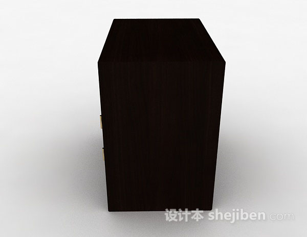 设计本中式木质棕色床头柜3d模型下载
