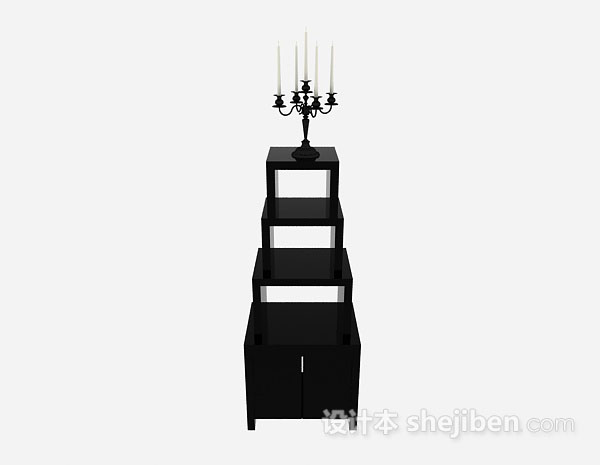 现代风格黑色木质个性厅柜3d模型下载