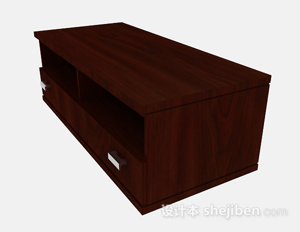 免费棕色木质简约电视柜3d模型下载