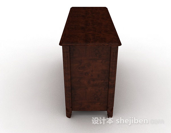 设计本棕色实木厅柜3d模型下载