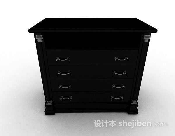 现代风格黑色木质厅柜3d模型下载