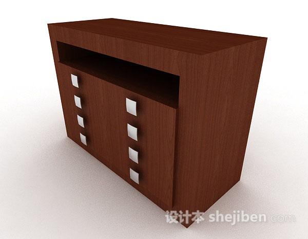 棕色木质玄关柜3d模型下载