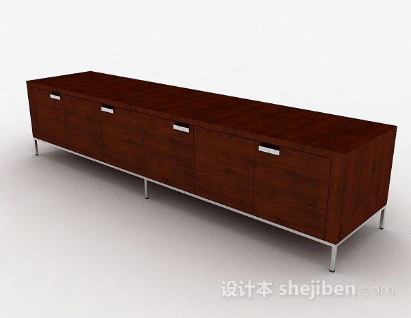 现代风格棕色简约木质电视柜3d模型下载