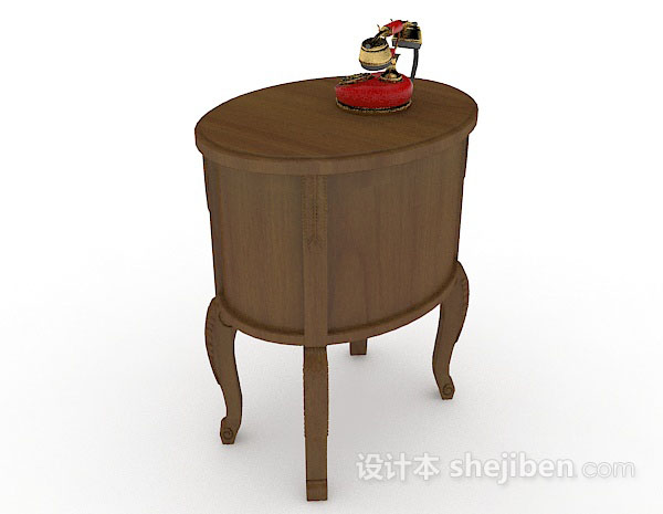 设计本木质棕色小茶几3d模型下载