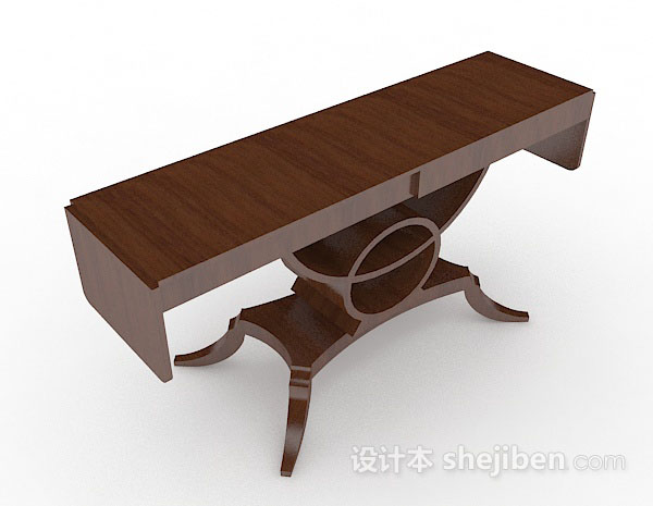 木质长方形书桌3d模型下载