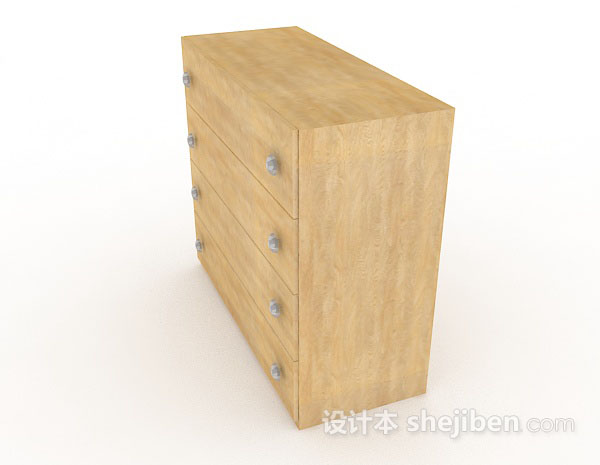 免费黄色木质床头柜3d模型下载