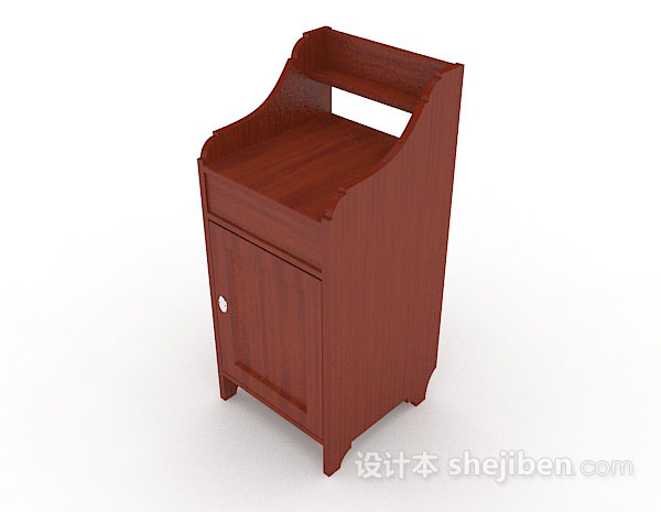 现代风格红棕色木质床头柜3d模型下载