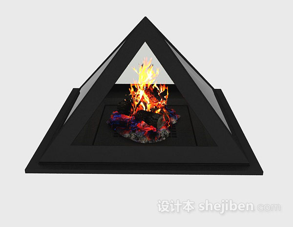 设计本黑色简约壁炉3d模型下载