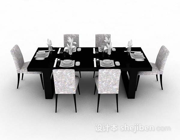 现代风格家居餐桌椅3d模型下载