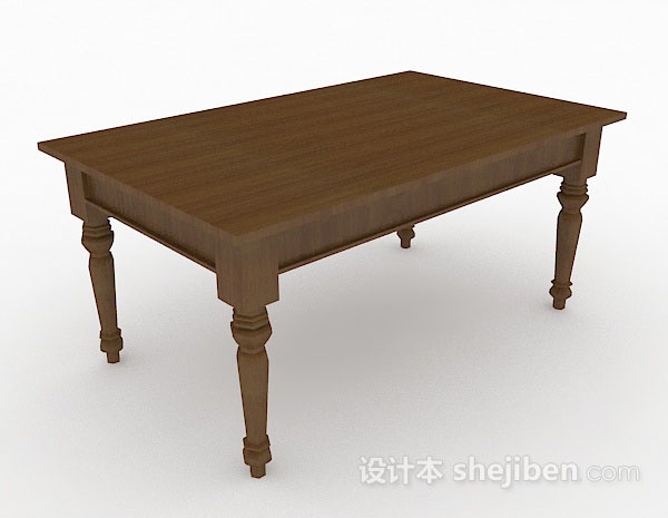 深棕色木质餐桌3d模型下载
